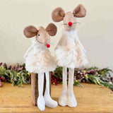 Brown Mouse in Fluffy White Dress