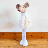 Tall Brown Mouse in Fluffy White Dress