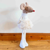 Tall Brown Mouse in Fluffy White Dress