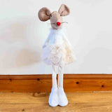 Tall Brown Mouse in Fluffy White Dress