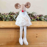 Brown Mouse in Fluffy White Dress