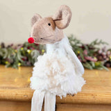 Brown Mouse in Fluffy White Dress