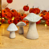 Set of 3 Natural Ceramic Mushrooms