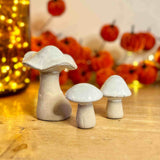Set of 3 Natural Ceramic Mushrooms