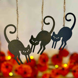 3 Hanging Black Metal Cats