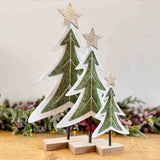 Set of 3 Green & White Trees