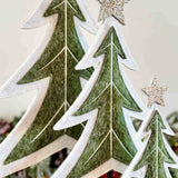 Set of 3 Green & White Trees