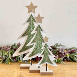 Set of 3 Green & White Trees