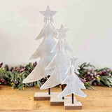 Set of 3 Green & White Trees
