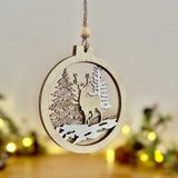 Pair of Glittery Wooden Stag Baubles