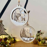 Pair of Glittery Wooden Stag Baubles