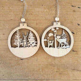 Pair of Glittery Wooden Stag Baubles