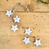 Distressed White Metal Stars Garland