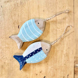 Pair of Large Painted Wooden Fish