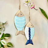 Pair of Large Painted Wooden Fish