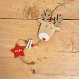 Wooden Reindeer Hanger with Star