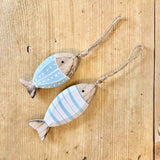 Pair of Painted Wooden Hanging Fish