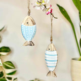 Pair of Painted Wooden Hanging Fish