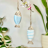 Pair of Painted Wooden Hanging Fish