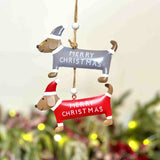 Red & Grey Metal Christmas Doggies