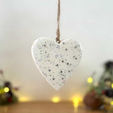 White Wooden Heart with Silver Stars