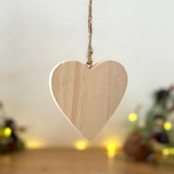 White Wooden Heart with Silver Stars
