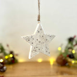 White Wooden Star with Silver Stars