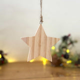White Wooden Star with Silver Stars