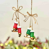 Hanging Green & Red Ice Skates