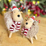 Pair of Fluffy Christmas Deer