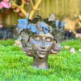 Ladies Head with Butterflies Planter