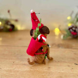 Felt Dog in Santa Hat
