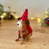 Felt Dog in Santa Hat