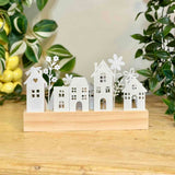 Floral Wood & Metal Village Scene
