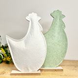Pair of Floral Felt Chickens