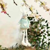 Hanging Bunny in Green Blouse