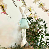 Hanging Bunny in Green Blouse