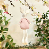 Hanging Bunny in Pink Blouse