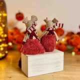 Brown Mouse Couple in Red Outfits