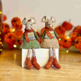 Felt Mouse in Taupe & Green Dresses