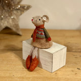 Felt Mouse in Taupe Dress