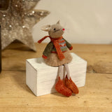 Felt Mouse in Taupe Dress