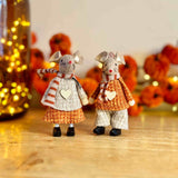 Pair of Brown Mice in Orange Outfits