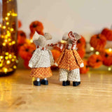 Pair of Brown Mice in Orange Outfits