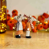 Pair of Brown Mice in Orange Outfits