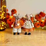 Pair of Brown Mice in Orange Outfits