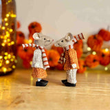 Pair of Brown Mice in Orange Outfits