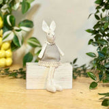 White Rabbit in Grey Spotty Dress