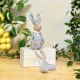 Floral Rabbit in Blue Dungarees