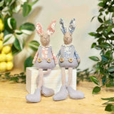 Floral Rabbit in Blue Dungarees